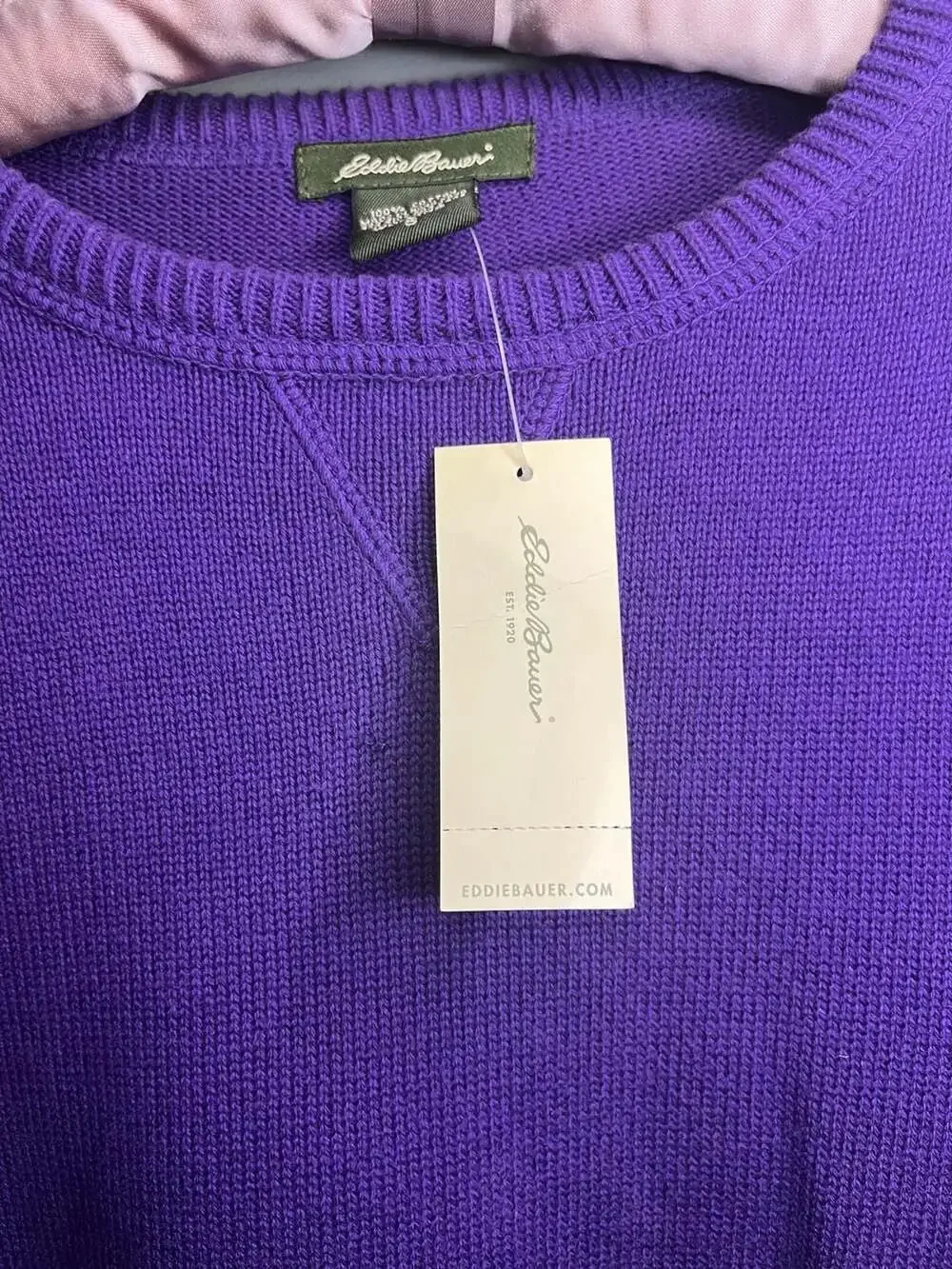 Eddie Bauer Women's Small Purple 100% Cotton Crewneck Sweater NWT
